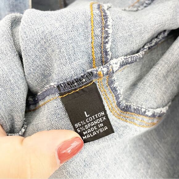 SCRAP WORK Y2K Groovy Print Denim Jacket Size Large - Picture 5 of 6